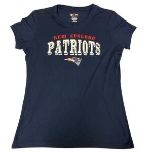 NFL Team Apparel New England Patriots Womens Navy Blue Graphic T-Shirt Size M